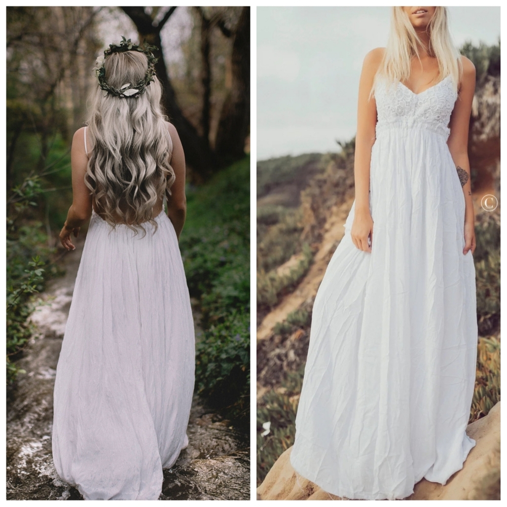 ☆ SOLD ☆ RAGA Stephanie Crochet Lace Maxi Dress In White Size Small - Picture 5 of 12